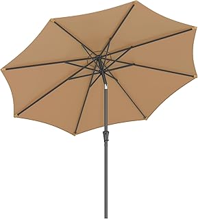 Opiniones sobre SONGMICS Sombrilla de Jardín 300 cm, UPF 50+, Parasol, 30°de Inclinación en dos Direcciones, con Manivela, para Patio, Terraza, Balcón, Piscina, sin Base, Topo GPU30BRV1