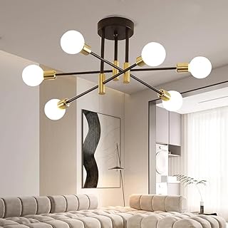 Lámpara de techo Comely vintage: 6 luces orientables para espacios amplios